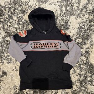 Harley-Davidson Kids Hoodie | Black & Grey Logo Pullover | Size 5